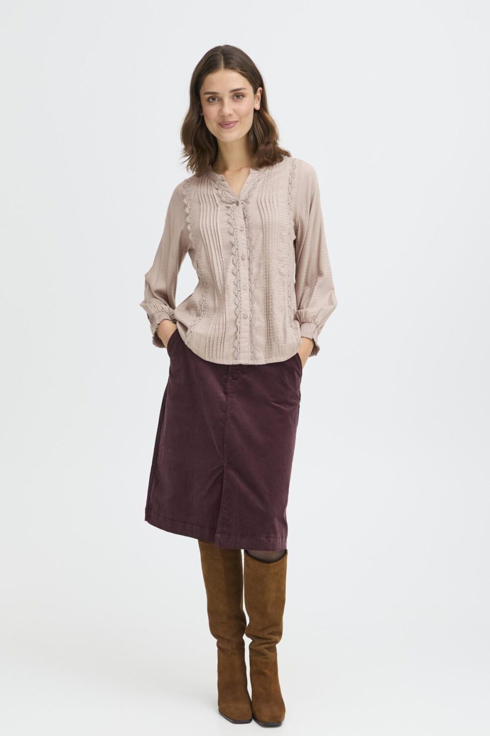 Fransa FRhida pitsisomisteinen pusero, taupe - Image 5