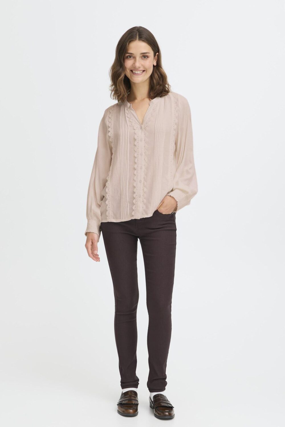 Fransa FRhida pitsisomisteinen pusero, taupe - Image 4
