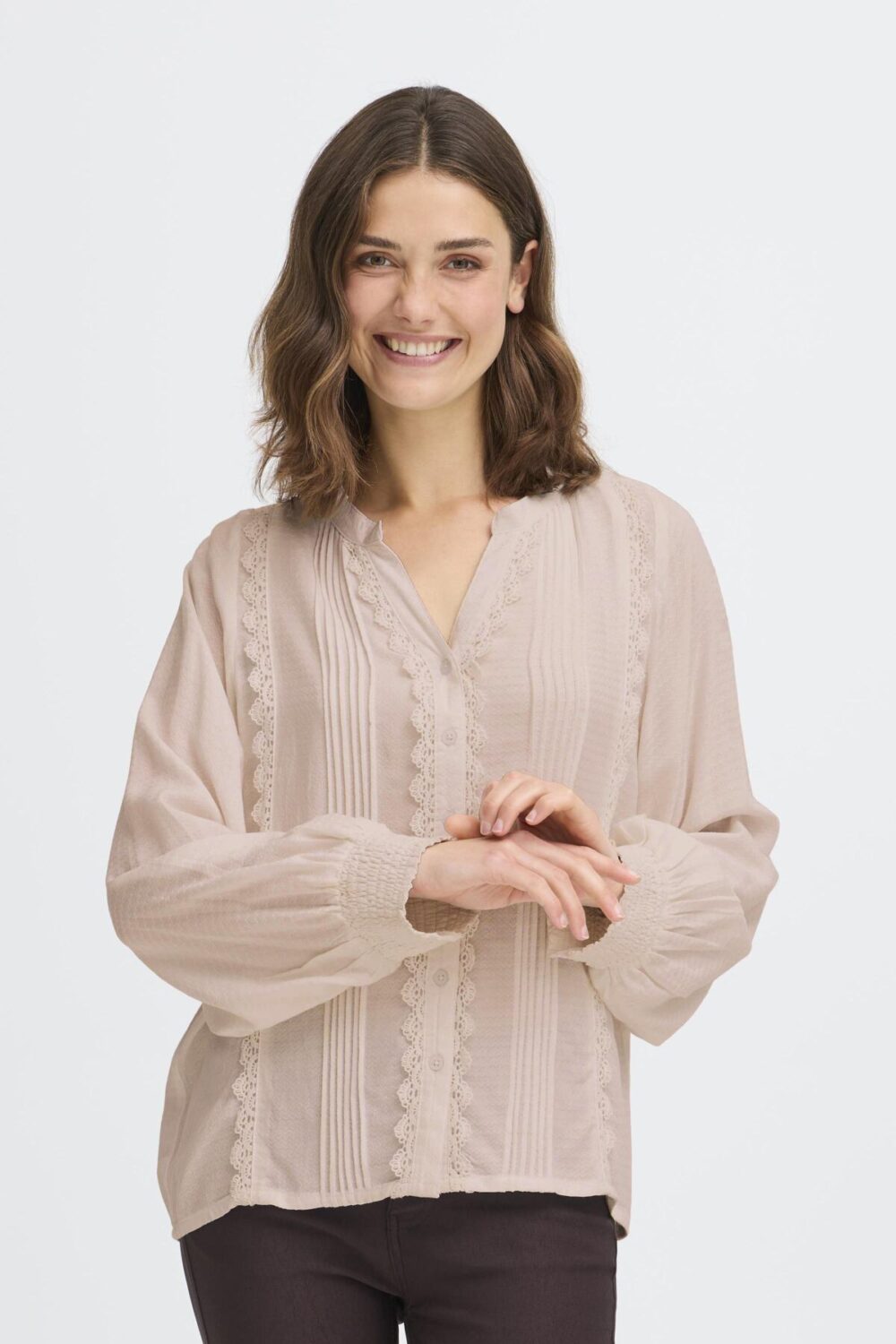 Fransa FRhida pitsisomisteinen pusero, taupe - Image 2