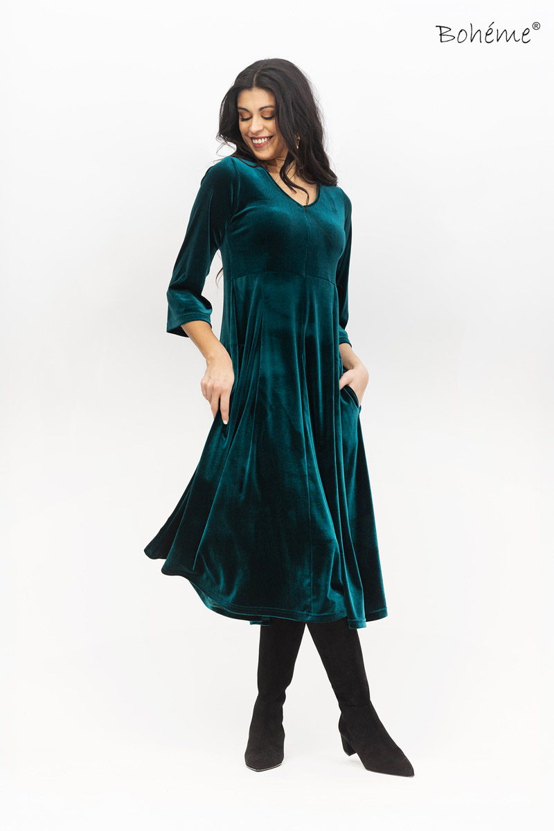 Bohéme juhlava samettimekko, petrooli