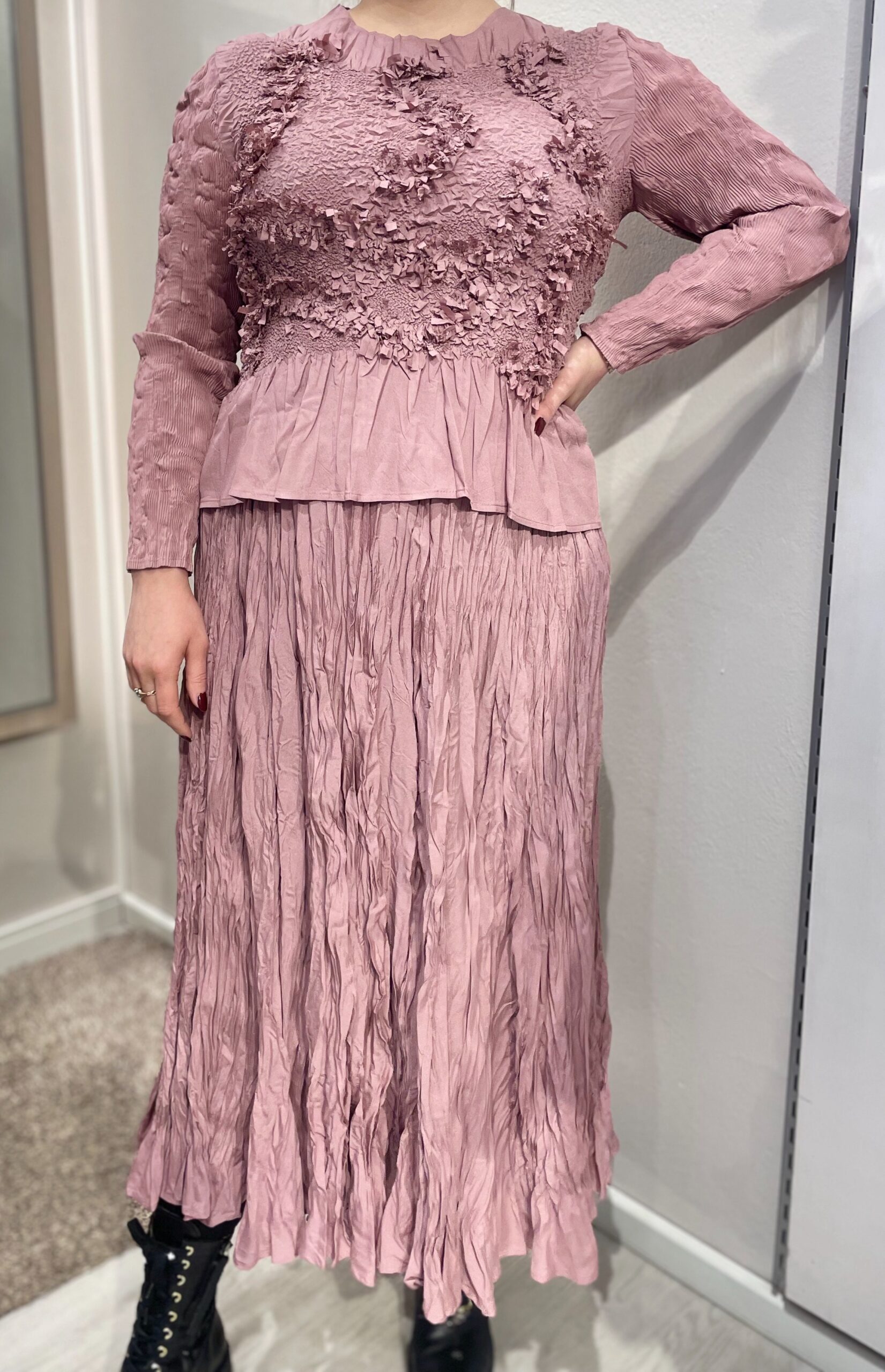 Yhden koon 2-os rypytetty mekko, rosa