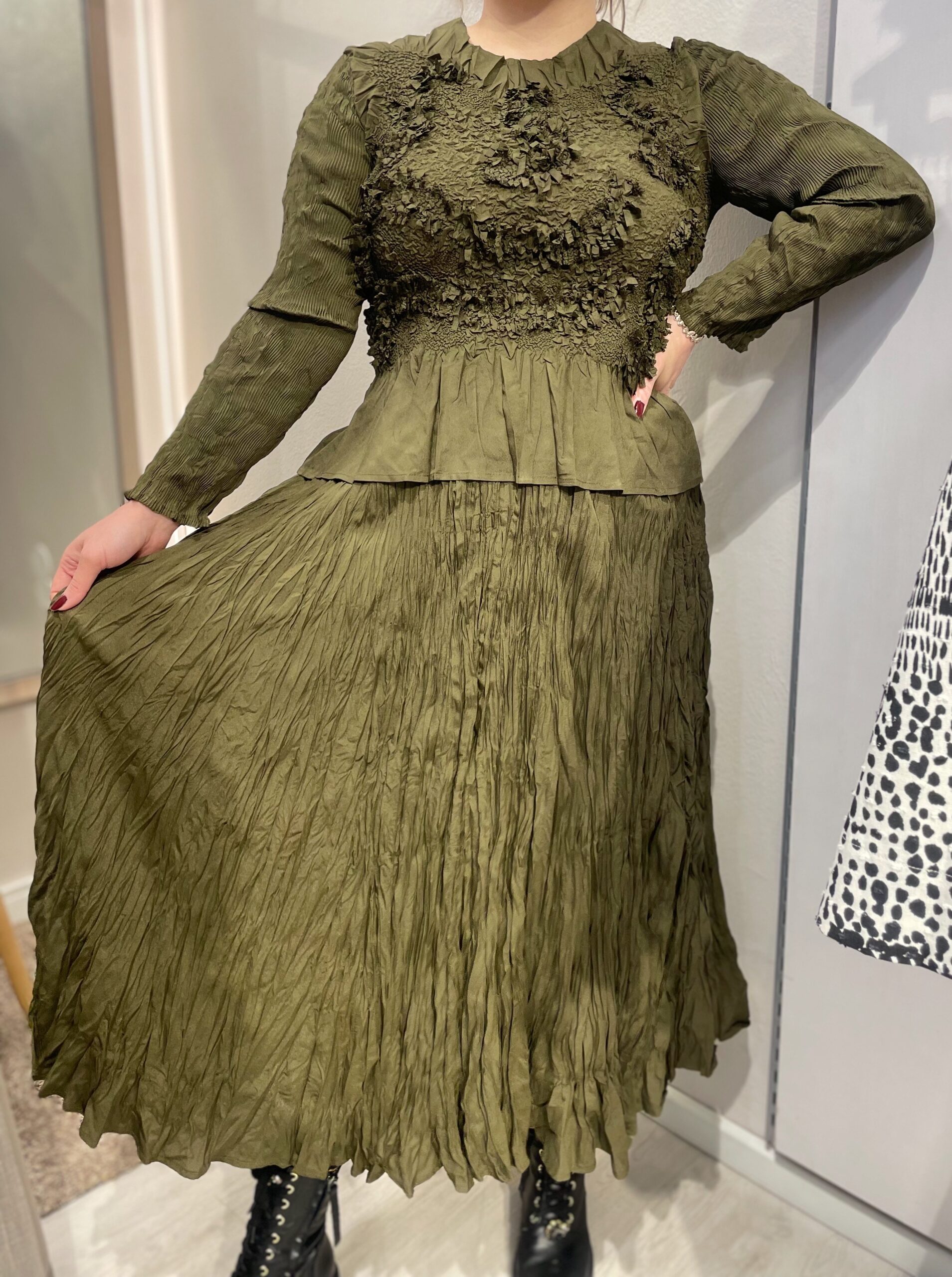 Yhden koon 2-os rypytetty mekko, vihreä