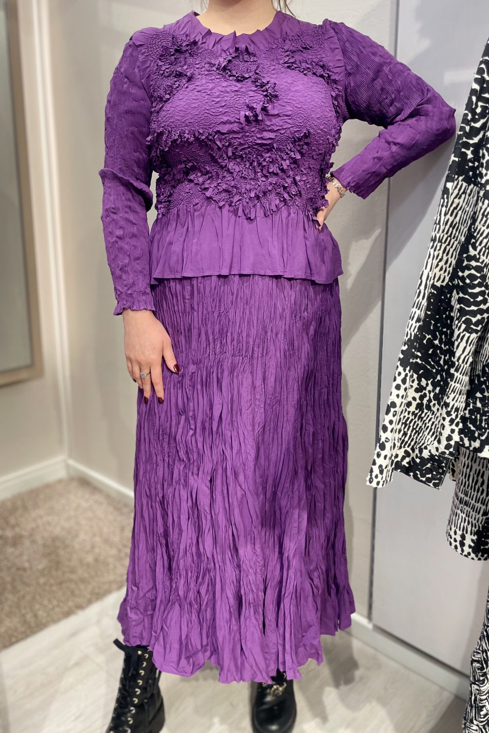 Yhden koon 2-os rypytetty mekko, violetti