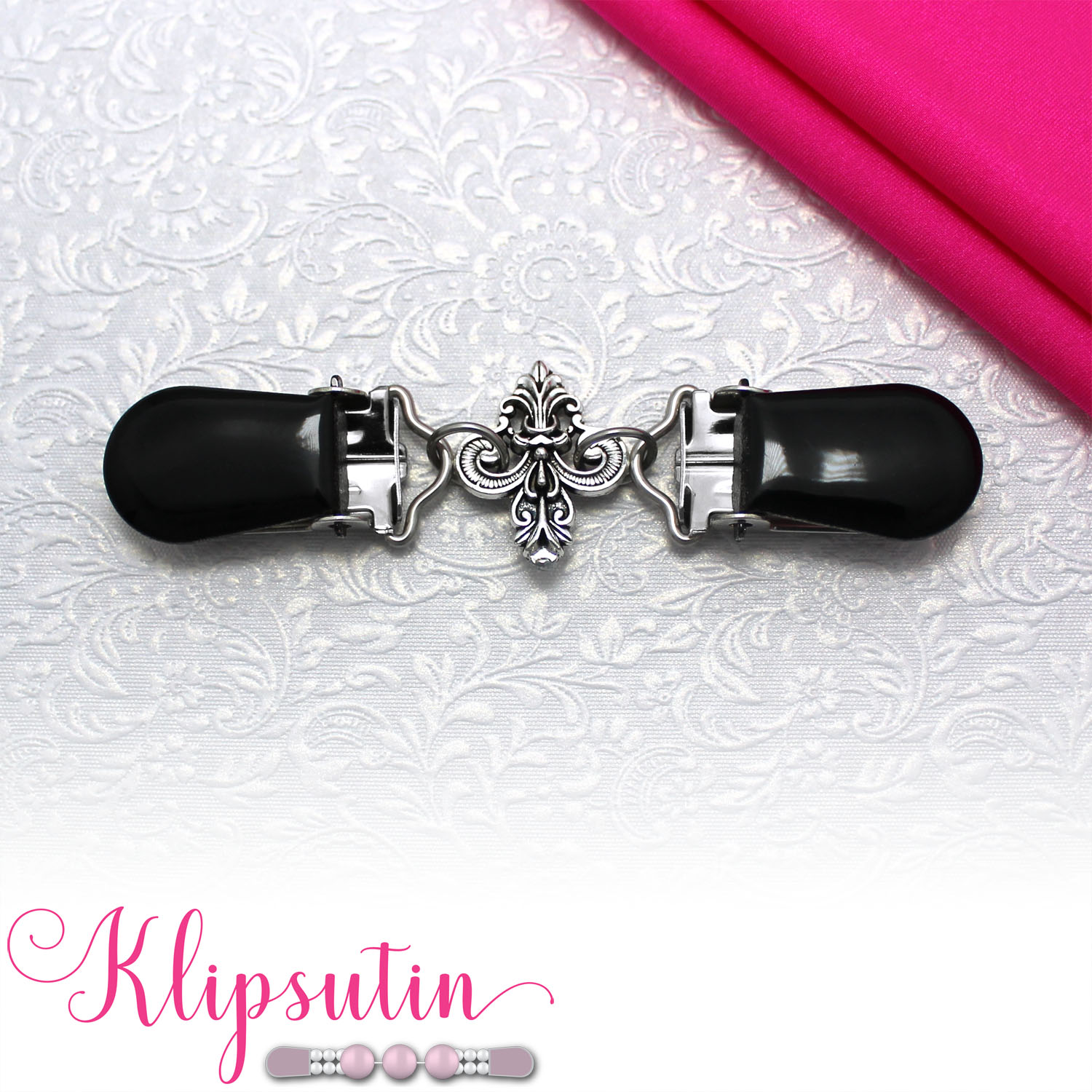 Klipsutin Ranskanlilja, musta/hopea