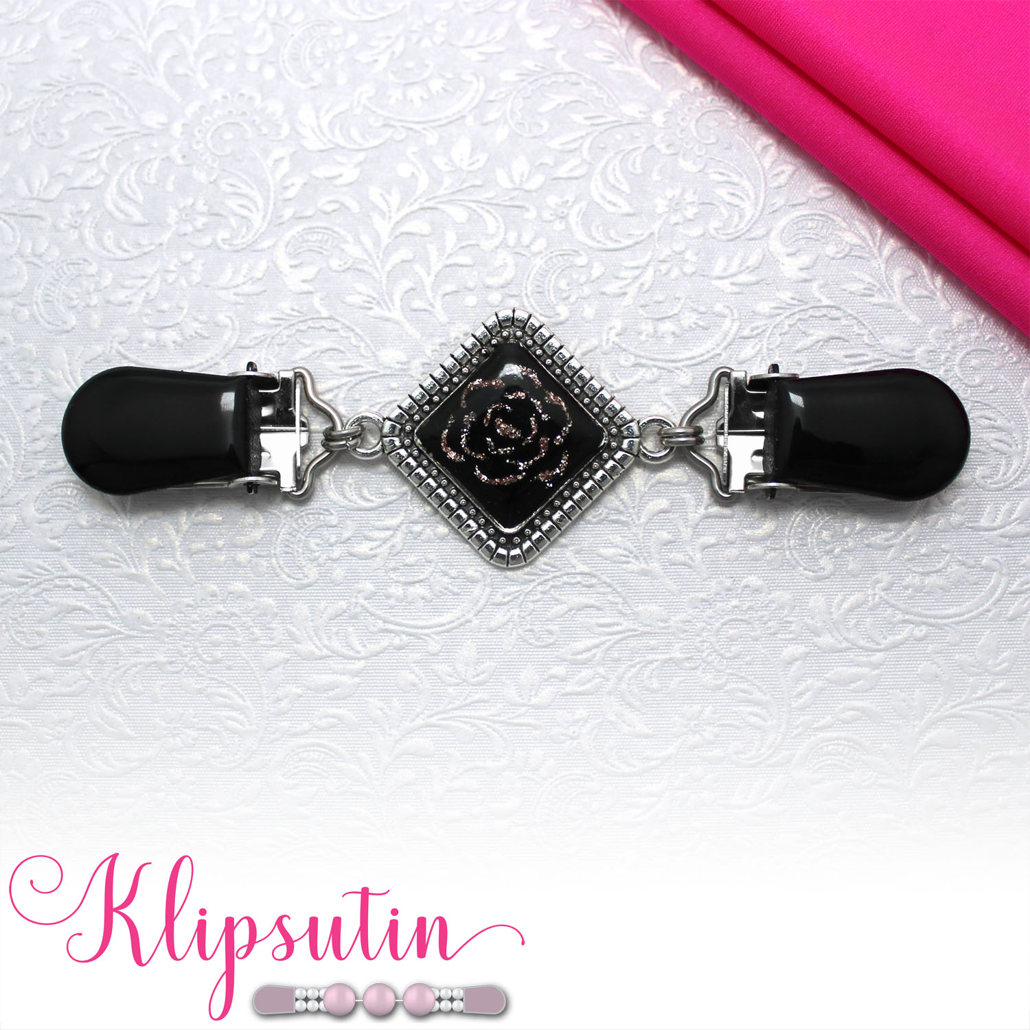 Klipsutin Roseanne, hopea/musta