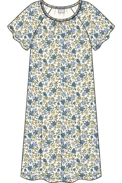 Trofe lyhythihainen yöpaita, sinikukallinen