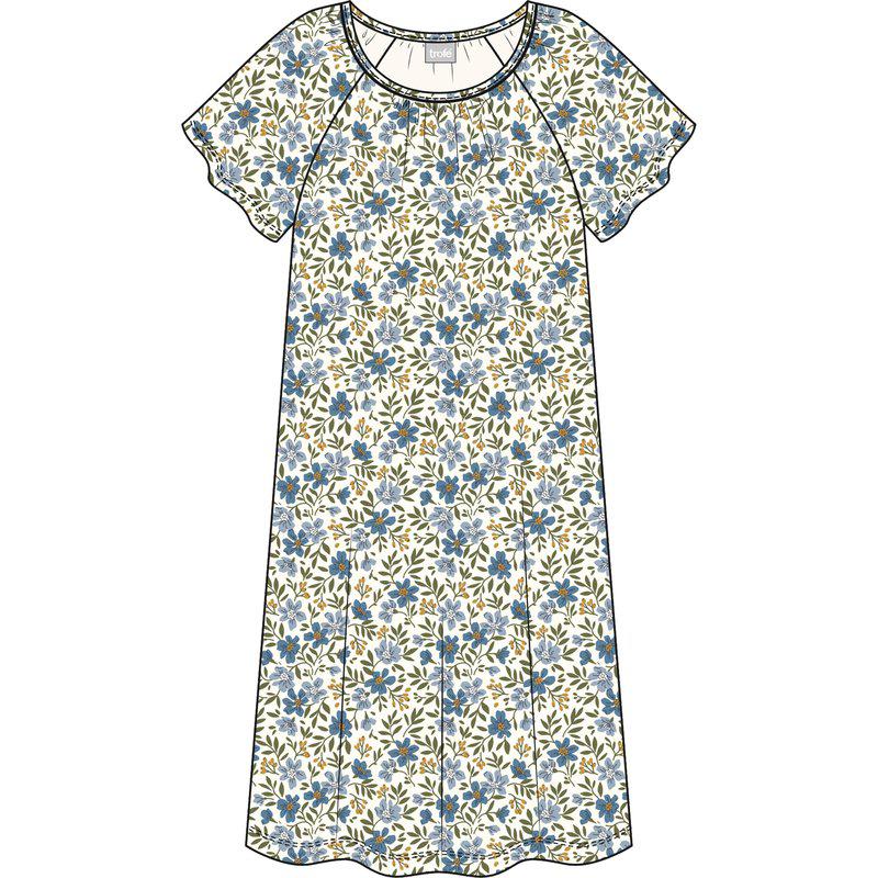 Trofe lyhythihainen yöpaita, sinikukallinen