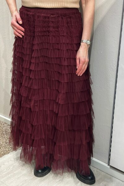 Yhden koon röyhelöhame, viininpunainen