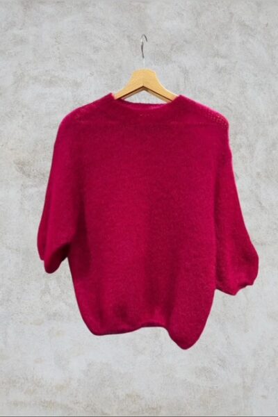 Mohair neule lyhyt ja leveämpi malli, kirsikanpunainen