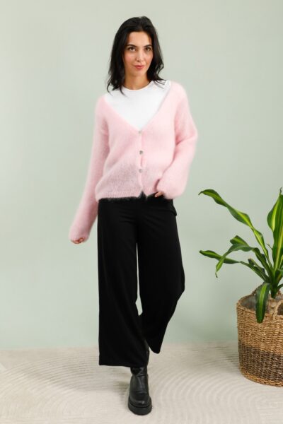 Mohair lyhyt neuletakki, roosa