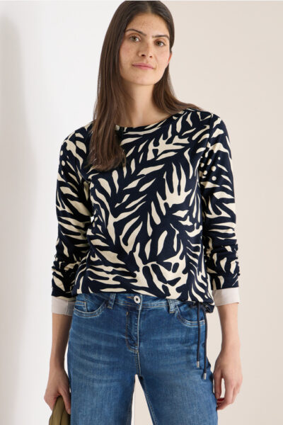 Cecil kuviollinen trikoopusero, tummansininen/beige