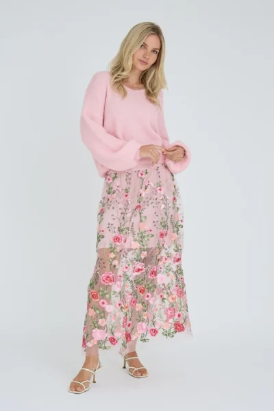 A-View Fuschia brodeerattu hame, vaaleanpunainen