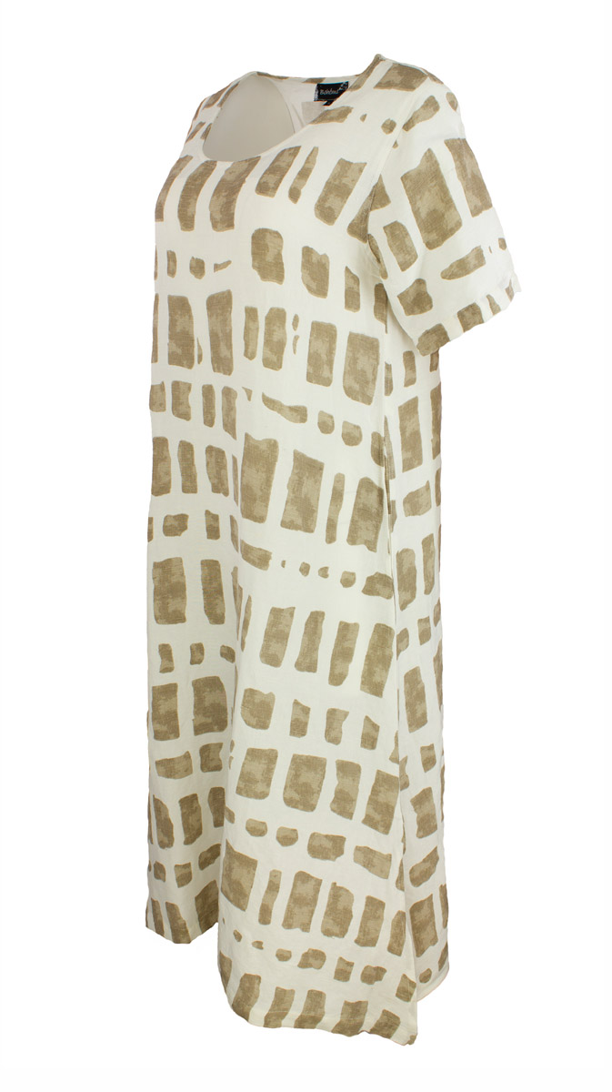 Bohéme pitkä pellavamekko, hiekka/luonnonvalkoinen - Image 2