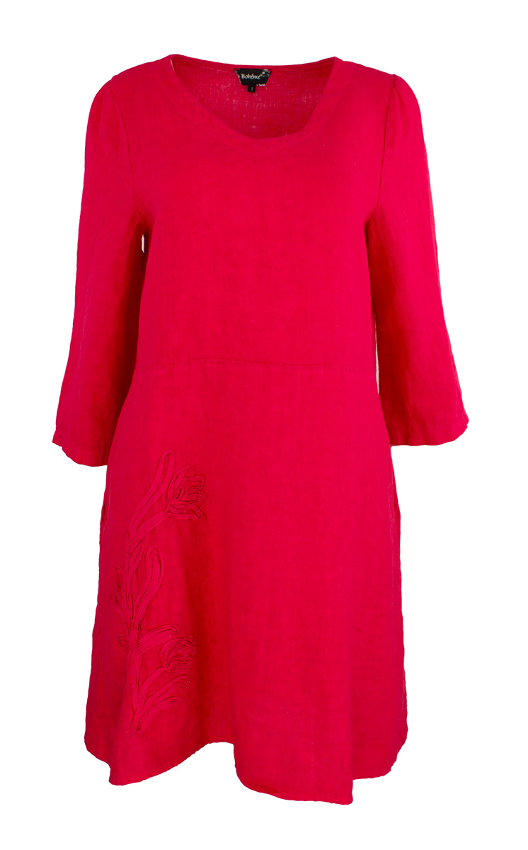 Bohéme pellavamekko, vadelma