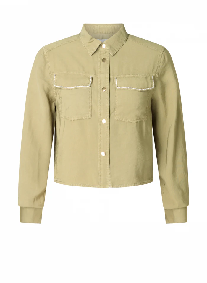 Yest Ida lyhyt kauluspaita/jakku, oliivi - Image 2