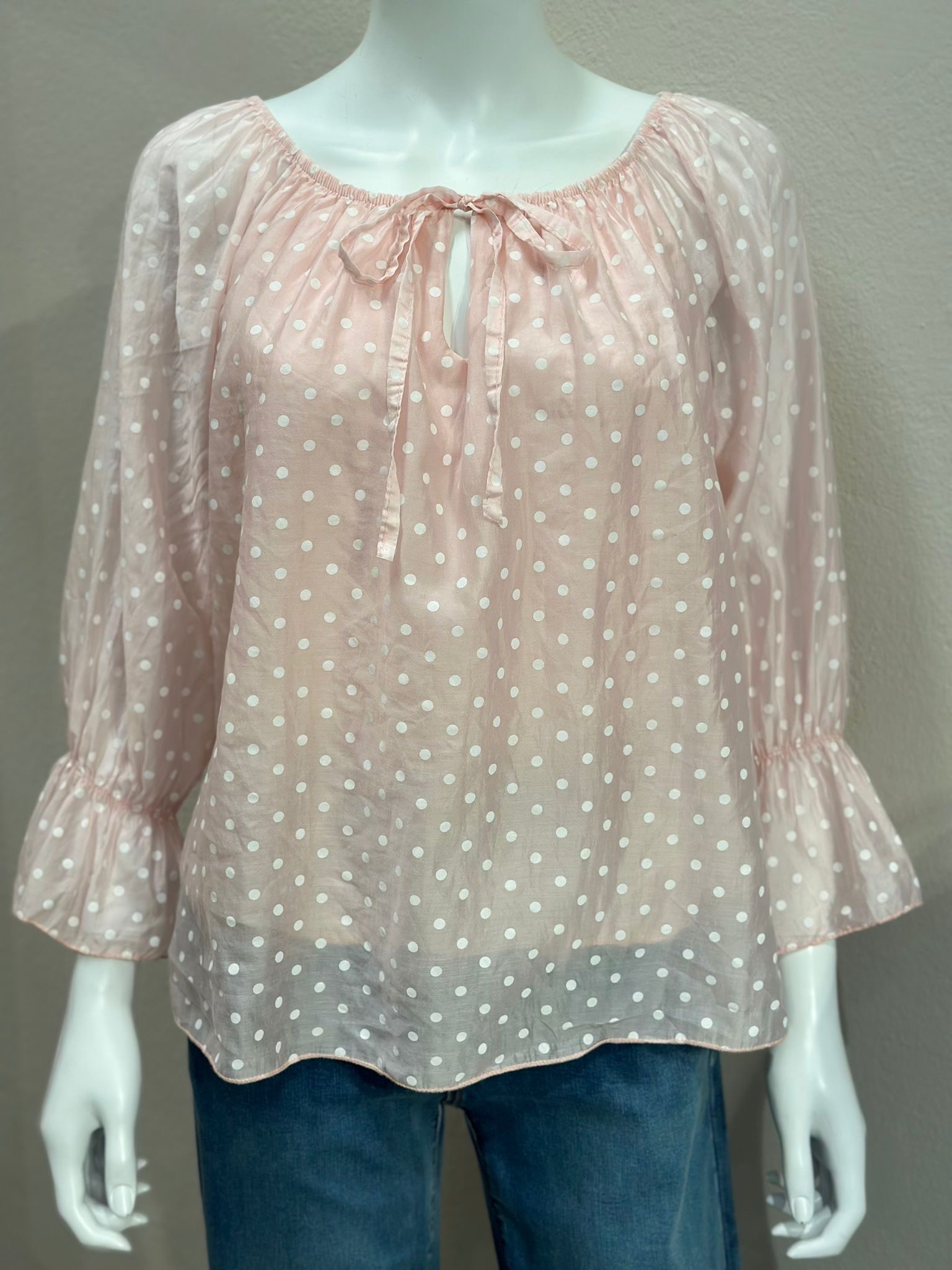 Pusero joustavalla pääntiellä, vaaleanpunainen/pallot