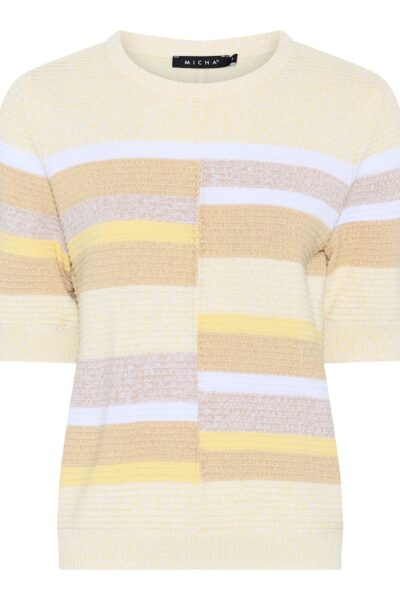 Micha lyhythihainen neulepusero, keltaraitainen