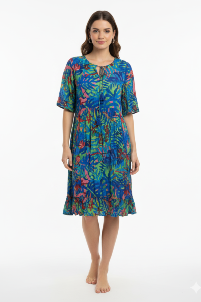 One Summer lyhythihainen tunikamekko, sinivihreä