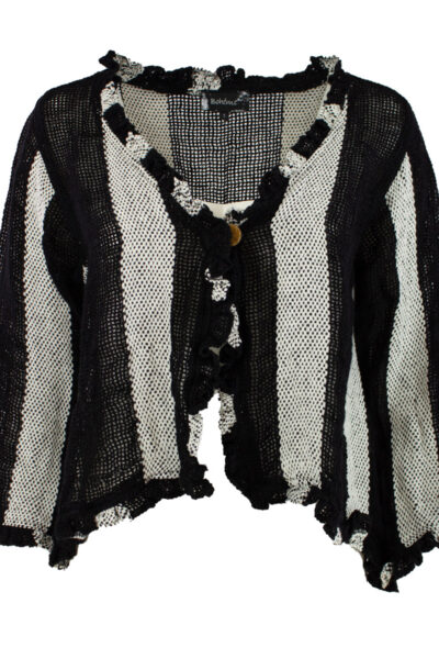 Bohéme lyhyt pellava verkkojakku, mustavalkoinen