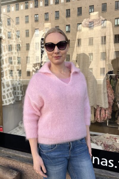 Mohair neule kauluksin, vaaleanpunainen