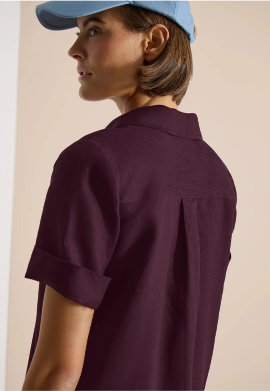 Cecil pellavamekko kauluksin, luumu - Image 4