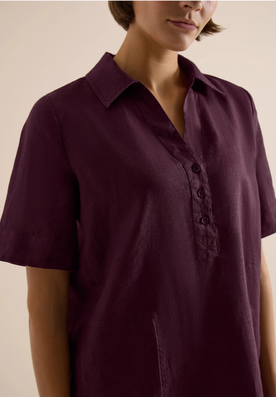 Cecil pellavamekko kauluksin, luumu - Image 5