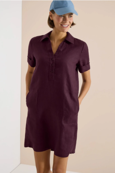 Cecil pellavamekko kauluksin, luumu