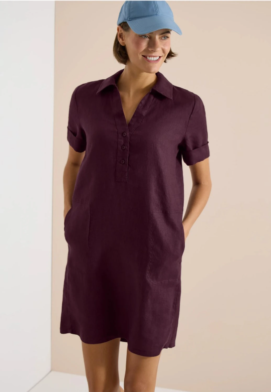 Cecil pellavamekko kauluksin, luumu