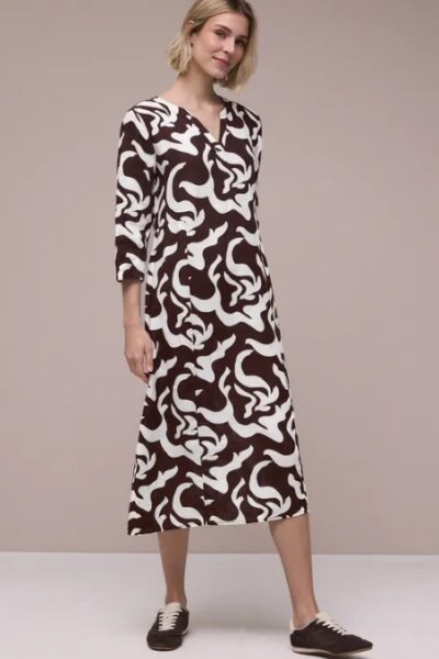 Street One Volant mekko, espresso/valkoinen