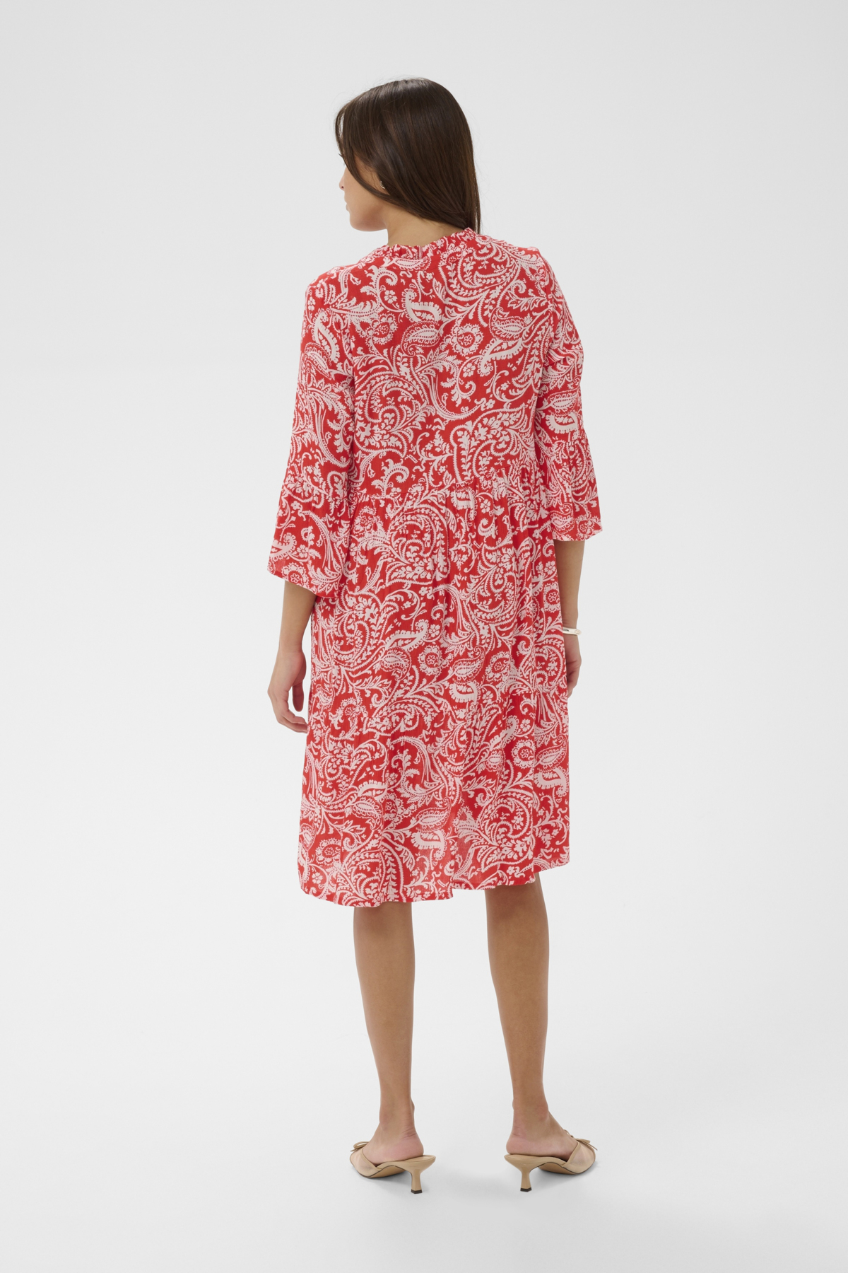 Kaffe KAellen Amber mekko, punavalkoinen - Image 2