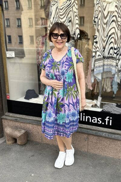 One Summer Nicola lyhythihainen tunikamekko, lila/vihreä