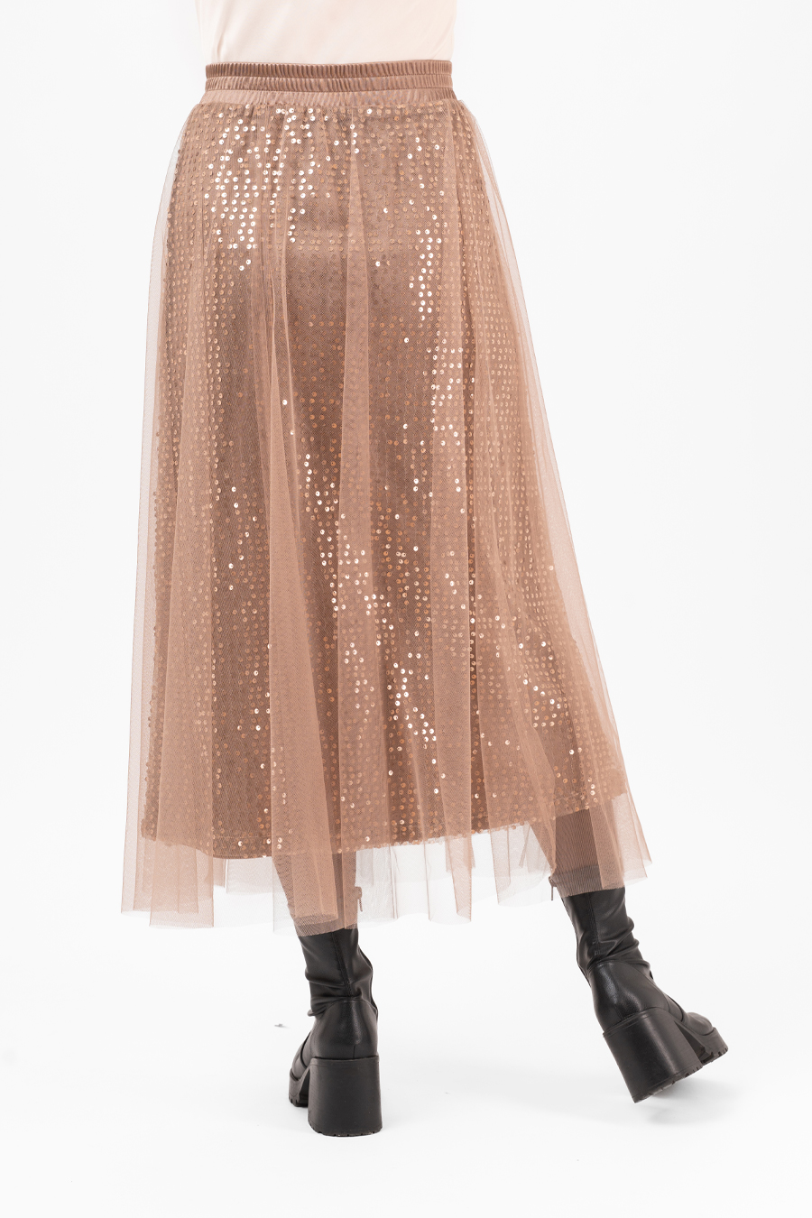 Capri Collection Cherie paljettihame, toffee - Image 6