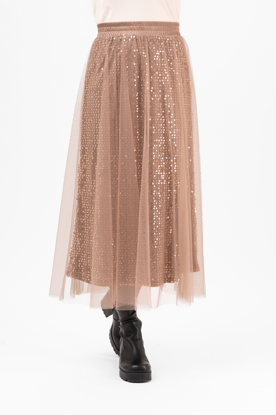 Capri Collection Cherie paljettihame, toffee