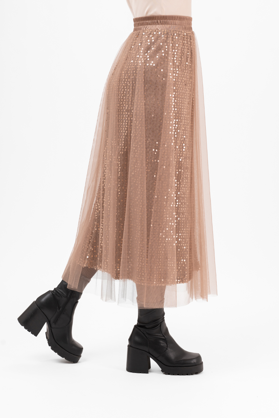 Capri Collection Cherie paljettihame, toffee - Image 5