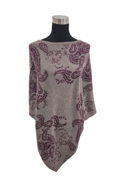 Lasessor Emira neuleponcho, viininpunainen/nutria