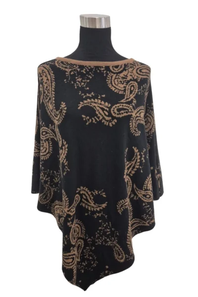 Lasessor Emira neuleponcho, musta/ruskea