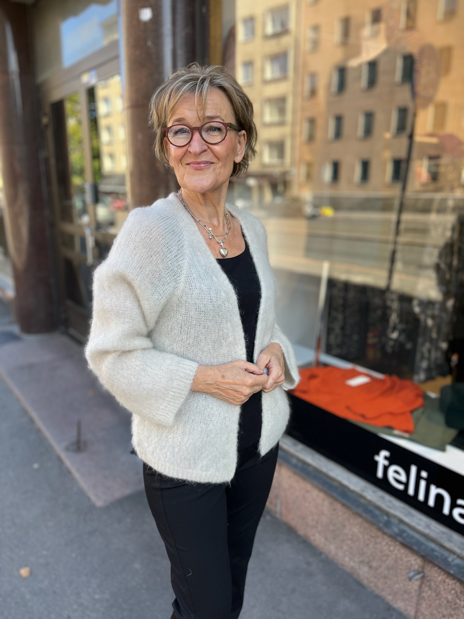 Mohair neulejakku, luonnonvalkoinen