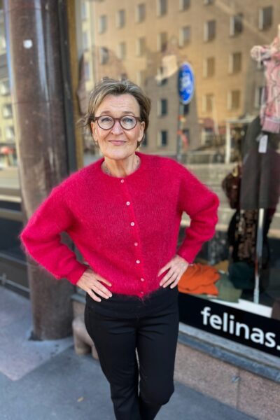Mohair neuletakki napeilla, vadelma