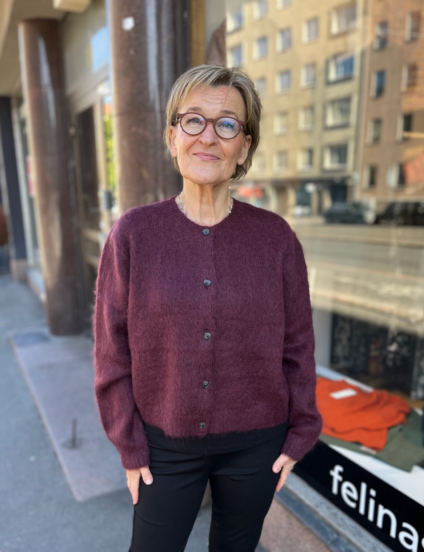 Masai MaLavi lyhyt neuletakki, viininpunainen
