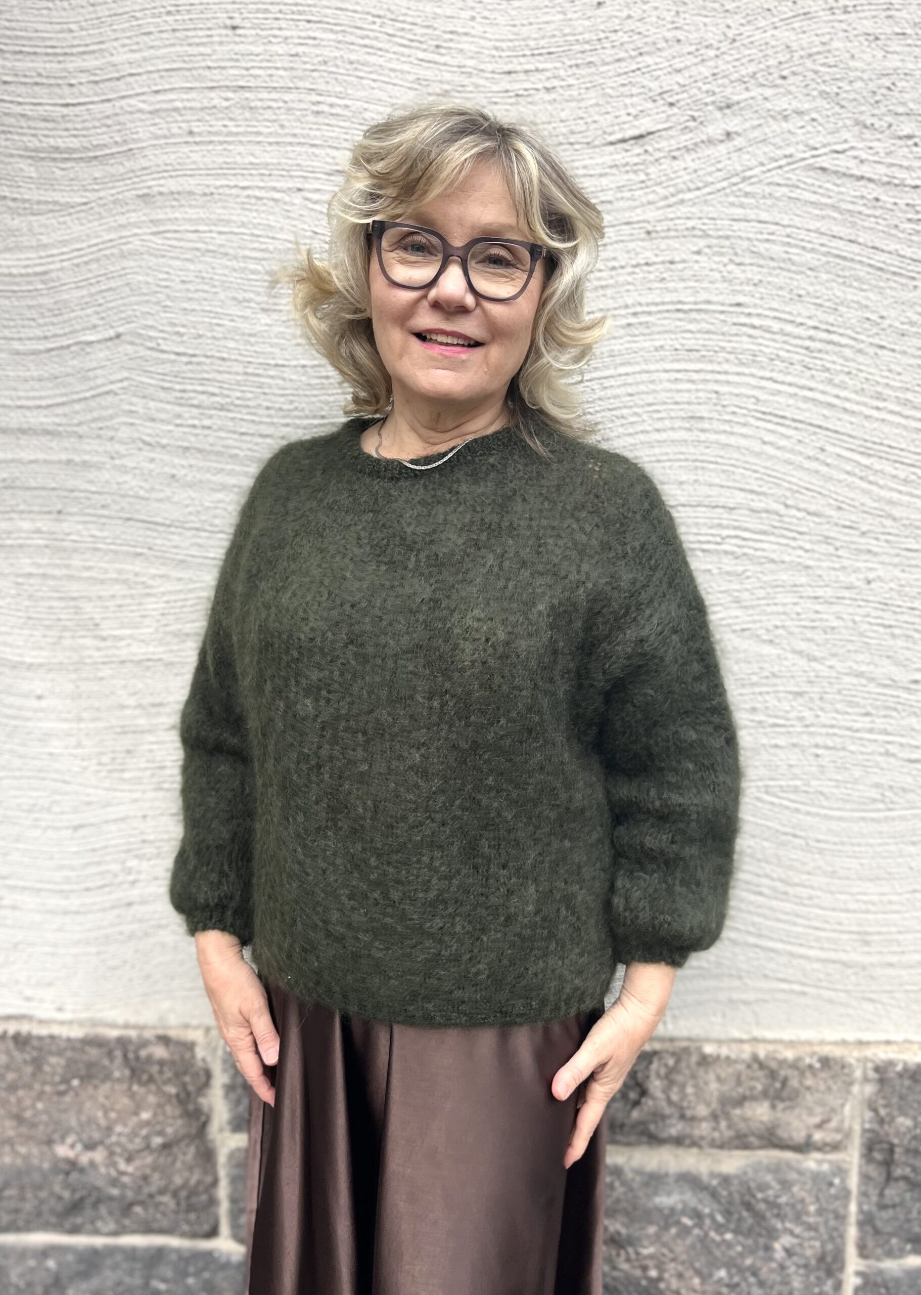 Mohair neule, tummanvihreä