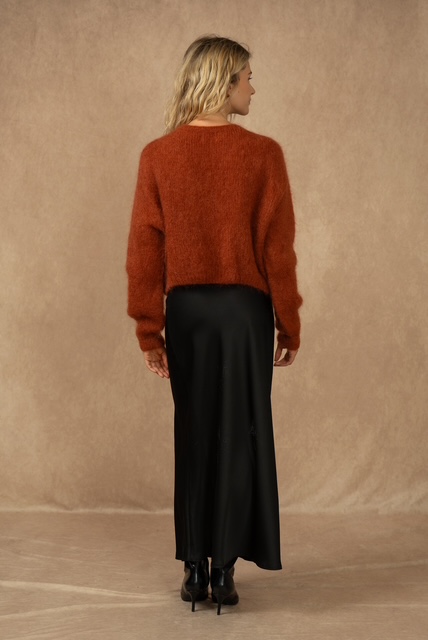 Mohair neuletakki napeilla, terrakotta - Image 4